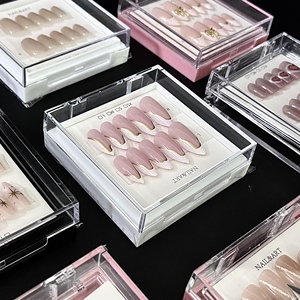 Bán buôn móng giả chất lượng cao kiểu Pháp hình hạnh nhân, móng dán, móng ép tùy chỉnh, thiết kế gradient trong suốt, chất liệu ABS - Product Image 1