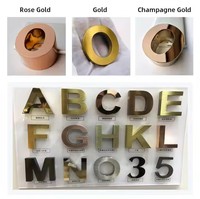 Huruf Logam Stainless Steel Warna Emas Finishing Cermin Tanpa Lampu Logo Dinding 3D