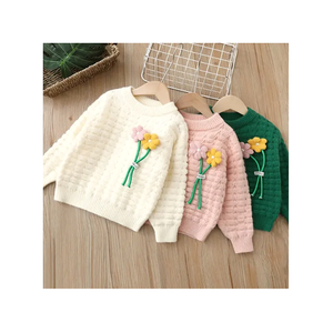 เสื้อผ้าแฟชั่นสาวเกาหลี เสื้อผ้าเด็ก เสื้อผ้าเด็กผู้หญิง คอกลม เสื้อถัก เสื้อสเวตเตอร์เด็กผู้หญิง เสื้อผ้าเด็กผู้หญิงลายดอกไม้ ผ้าพลัฌหนา - Product Image 1