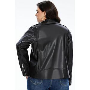 Veste en cuir souple d'automne, veste courte en cuir PU classique à fermeture éclair pour femmes, style décontracté - Product Image 4