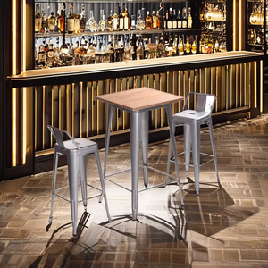 Venta al por mayor barato restaurante francés comedor utilizado muebles vintage industrial mesa de comedor con silla - Product Image 2