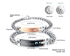 Fábrica de 316L de acero inoxidable verdadero amor pulsera de pareja de accesorios de diseño personalizado pulsera romántica/ - Product Image 4