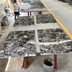 Natural Grey Crystal Smoky Quartz Slabs For Wall Decoration/Countertop/Wall Panel
