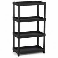 Étagère de rangement en plastique PP à un seul niveau, capacité de 200 lb, pliable, gain de place, design moderne, pour vêtements