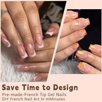 Faux ongles à presser en ABS, 5 couleurs assorties, modèles classiques cercueil, amande, carré, couleur nude, design français