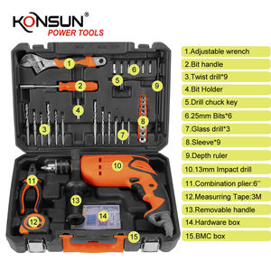 KONSUN Juego <span class=keywords><strong>de</strong></span> Herramientas para <span class=keywords><strong>Electricista</strong></span> <span class=keywords><strong>de</strong></span> 35 Piezas, Taladro <span class=keywords><strong>de</strong></span> Impacto <span class=keywords><strong>de</strong></span> 13 mm, Juego <span class=keywords><strong>de</strong></span> Puntas y Vasos con Estuche BMC para Uso Industrial y Doméstico |   OEM - Product Image 2