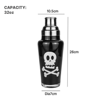 OEM Custom Logo 1L Gebrande Decal Glazen Vintage Cocktailshaker 3-delig 304 RVS Ingebouwde Zeef Cobbler Shaker
