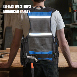 पुरुषों के लिए 22 जेब ब्लू इलेक्ट्रीशियन टूल बनियान, समायोज्य मोटी पट्टियों, हटाने योग्य फोन धारक - Product Image 3
