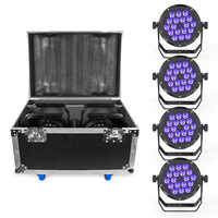 4 projecteurs LED Par RGBWA UV 150W IP65 étanches avec flight case pour discothèque, DJ, salle de fête, bar, événement, extérieur, scène