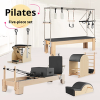 Ensemble professionnel ProReach Pilates en cinq pièces : Lit de Pilates, Reformer, Cadillac, Wunda Chair, Ladder Barrel, en bois massif, réglable et durable