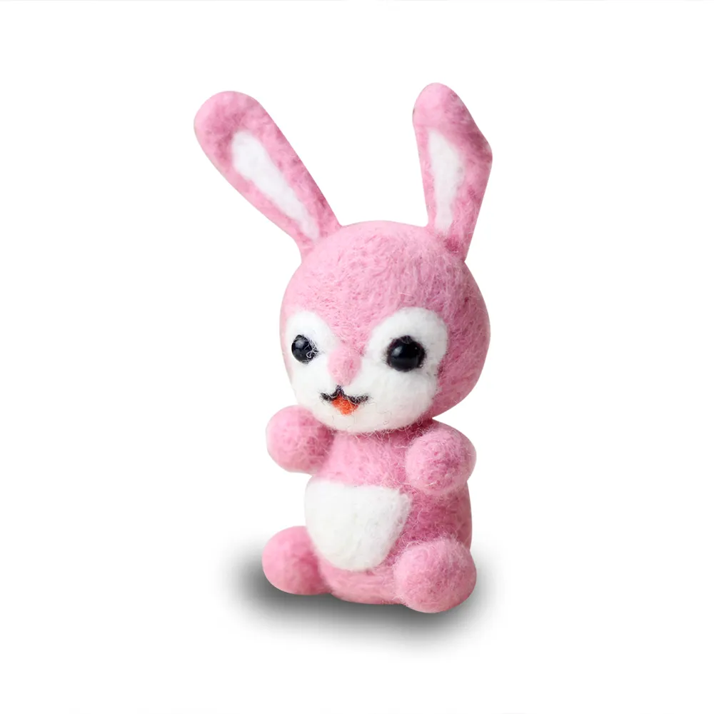 Needle Felting Kit 3D Animal Lovely Rabbit DIY Felt Craft Kit Wool Roving Making Supplies Set for Kids Beginners Starters