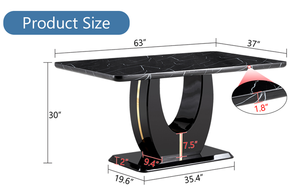 Mesa de Comedor Moderna, Sencilla y Lujosa, con Acabado en Mármol Negro y Patas de Metal, para 6 Personas, Resistente, para Hogar, Hotel y Comedores - Product Image 4