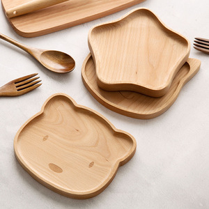 Beechwood Cartoon Tray Wooden Serving Plate For Snacks Desserts Breakfast Home Tableware <b>Cute</b> Design - Product Image 2