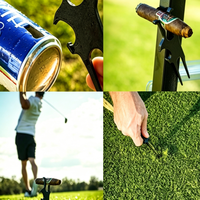 Outil de golf multifonctionnel, pince et support à cigares portables avec ouvre-bouteille et outil de réparation de divots, accessoire magnétique pour chariot de golf
