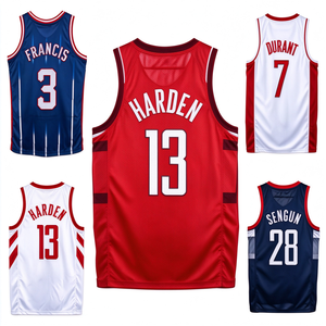 Maillot de basket-ball pour hommes des Houston Rockets # 13 Harden # 7 Durant # 28 Sengun # 35 Gilet de basket rétro brodé vert, style sportif - Product Image 1