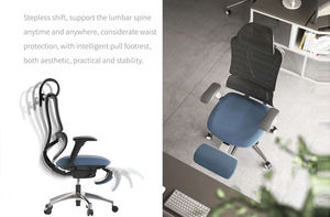 เก้าอี้ตาข่ายสำหรับผู้บริหารสีดำปรับได้มีพนักพิงสูงฐานอะลูมิเนียมเก้าอี้ตามหลักสรีรศาสตร์ทันสมัยวัสดุโรงงาน - Product Image 3