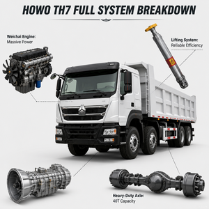 Camion benne HOWO TH7 6x4 d'occasion reconditionné, 400 CV, à bascule rapide, spécialisé logistique, en vente - Product Image 3