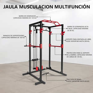 Sistema de Rack de Potencia Multifuncional Profesional de Metal, Soporte de Sentadillas Resistente con Polea Alta y Accesorios de Cable Cruzado - Product Image 2