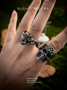 Gothic Skull Retro <strong>Ring</strong> - Punk Dark Vintage Cool Jewelry, Multi US Sizes, Men/Women Fashion Statement Accessory - Product Image 6