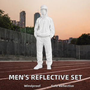 Custom <b>Reflective</b> Tracksuit <b>Men</b> Windbreaker <b>Jacket</b> and Pants Set Lightweight Hooded Sportswear Outdoor - Product Image 2