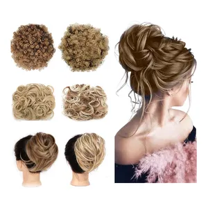 Wholesale Claw Clip Messy Bun Hair Piece Curly Scrunchie Updo Chignon Hair Extension Bun Ponytails
