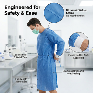 Kunden spezifisches Einweg-Labor kittel für Frauen <span class=keywords><strong>SMS</strong></span>-Isolation kleid mit Ozon desinfektion funktion - Product Image 3