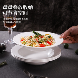 Plato hondo de plástico para pasta de 22 cm, blanco, apilable, para uso doméstico y hotelero - Product Image 1