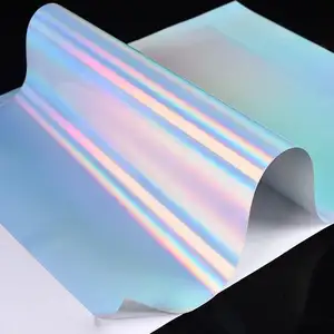 Kertas Stiker hologram kertas perekat vinil pelangi tahan air ukuran A4 untuk kertas cetak Printer Laser dan Inkjet