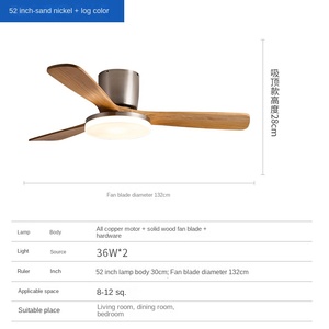 Ventilateur de plafond lumineux en aluminium + fer + silicone noir et or, moderne, LED, nouveau style chinois, spectre complet, bronze, salon, télécommande, œil - Product Image 6