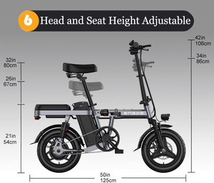 Bicicleta Eléctrica Urbana <span class=keywords><strong>Engwe</strong></span> <span class=keywords><strong>T14</strong></span> E Blanca de 250W y 14 Pulgadas, Mini Bicicleta Eléctrica para Adultos de 48V10A, 25KM/H, <span class=keywords><strong>T14</strong></span>, Bicicleta de Carretera y Todoterreno, Directo de Fábrica - Product Image 6