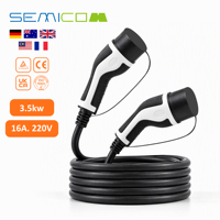 Nouveau câble de charge pour véhicule électrique Semicom Type 2 vers Type 2 16A 3.5KW avec connecteurs mâle/femelle pour rétrofit/mise à niveau