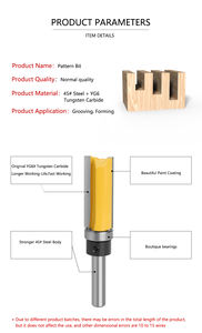 LAVIE Mèche à <span class=keywords><strong>queue</strong></span> affleurante <span class=keywords><strong>de</strong></span> 8mm avec mèches <span class=keywords><strong>de</strong></span> routeur à roulement <span class=keywords><strong>Fraise</strong></span> à bois - Product Image 6