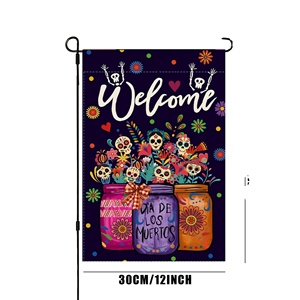 30 X 45cm Double-Sided Burlap Day of the Dead <b>Garden</b> <b>Flag</b> Pennant Style Digital Printed for Festive Yard Decor - Product Image 2