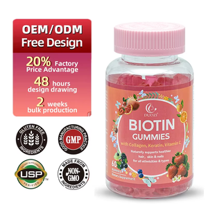 Gomitas de Biotina DUOZI con Colágeno, Queratina y Vitamina C, 60 Unidades, Sin Gluten, Suplemento de Belleza para el Cabello, la Piel y las Uñas - Product Image 1