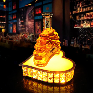 Support à vin LED en forme de cœur en cristal pour la présentation de bouteilles de vin XO, présentoir de luxe pour les fêtes - Product Image 4