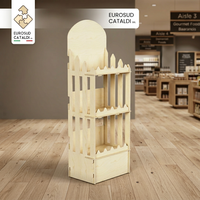 Présentoir en bois de bouleau pré-assemblé de qualité supérieure, style italien, fabriqué en Italie pour les magasins, supermarchés, présentoirs design