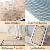 Tapis de cuisine floral en velours belge, épaisseur 8 mm, résistant à l'huile et aux taches, avec envers antidérapant en TPR, lavable en machine