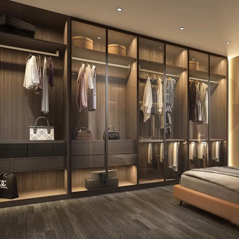 Zweifarbige Holz Schlafzimmer möbel Kleider schrank Design Laminat Farben Kombination