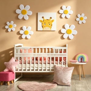6 Piezas de Fieltro Acústico con Diseño de Flor de Margarita <span class=keywords><strong>para</strong></span> Decoración de Pared, Tablero de Anuncios con Cinta Adhesiva <span class=keywords><strong>para</strong></span> Dormitorio, Cuarto de Bebé, Guardería, Aula, Residencia Universitaria - Product Image 4