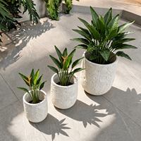 Pot de fleurs en oxyde de magnésium blanc fait main avec texture cratère lunaire, pot de plantes pour patio, balcon, jardin et décoration intérieure