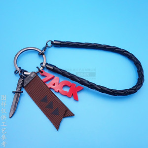 Llavero personalizado de cuero con borla y cinta tejida, accesorios de aleación de zinc con logo, colgante de llavero de celebridad. - Product Image 1