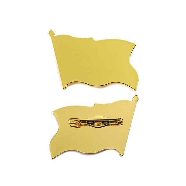Factory Sublimation Blank Rectangle Flag Print Epoxy Custom Shape Lapel Pin Pins Badge Brooch With Safety Pin Back