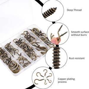 Baiguluo Eye Slip Hook 90pcs Brass Polished Hook Screw For Ceiling Wood Wall - Product Image 3