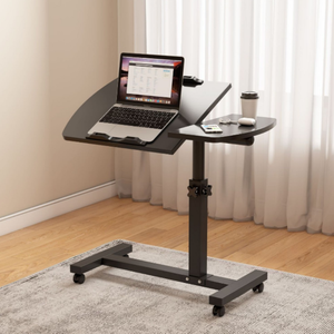 Table de travail et <span class=keywords><strong>d</strong></span>'étude portable à hauteur réglable manuelle par manivelle, pour chevet, lit et canapé, plateau pour ordinateur portable, en bois - Product Image 1