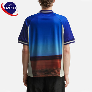 QZFSO Custom Vintage Western Style Soccer Top Digitally Printed <b>Pattern</b> Raglan Sleeve Side Mesh V-neck Casual Sportswear Jersey - Product Image 2