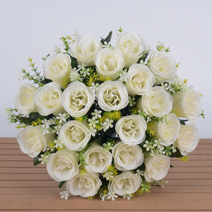 Bouquet de 18 grandes roses artificielles de qualité supérieure, en soie préservée, pour mariage nuptial - Product Image 1