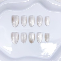 PENJUALAN TERLARIS Kuku Palsu Pendek Almond Prancis Multi-warna Buatan Tangan 10 Pcs Kualitas Tinggi Grosir Dapat Digunakan Kembali Dengan Lem