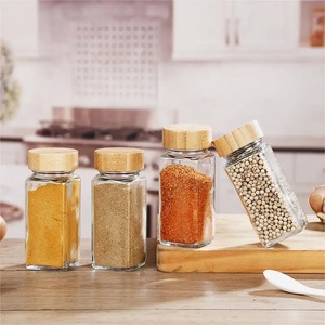120ml 100ml nhỏ hộ gia đình gia vị Jar 4oz thủy tinh gia vị lưu trữ lọ với tre Nắp bằng gỗ - Product Image 2