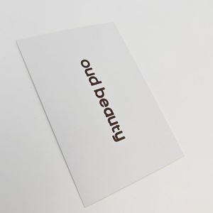 Small Business Personalized Luxury Embossed White Card Paper Logo Printed Wholesale 'Thank You' Card with Matt Lamination - Product Image 5