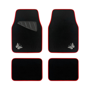 Broderie papillon blanc 4 pièces tapis de voiture avec coussin de talon en PVC antidérapant automobile universel pour SUV, berline, voiture, fourgonnettes - Product Image 2